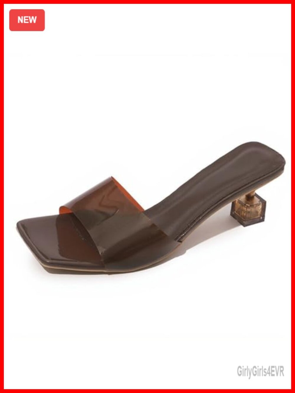 Clear Kitten Heel Slip-On Mule Sandals Open Toe Slide Low Heel Casual